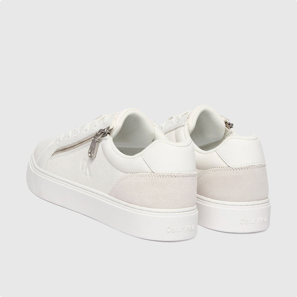 かーりー Calvin Klein Classic Cup Zip Leather Sneaker - White |ThirdBaseUrban