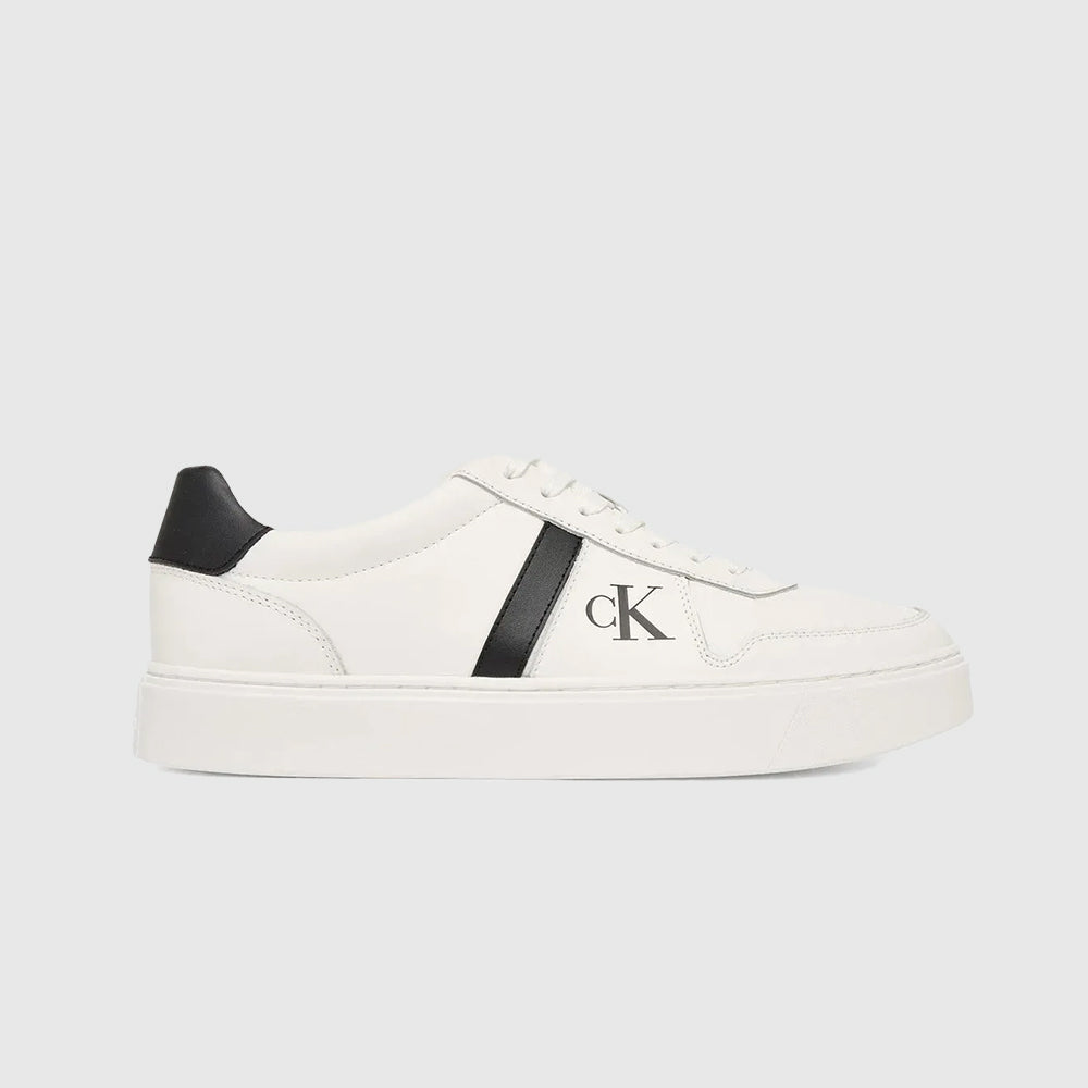Leather Signature Logo Sneaker - White / Black