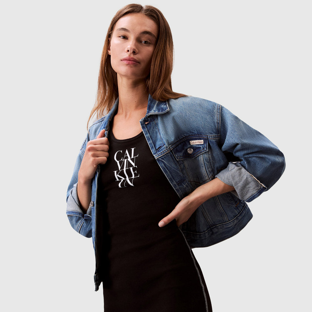 Cotton Rib Tank Dress - Black