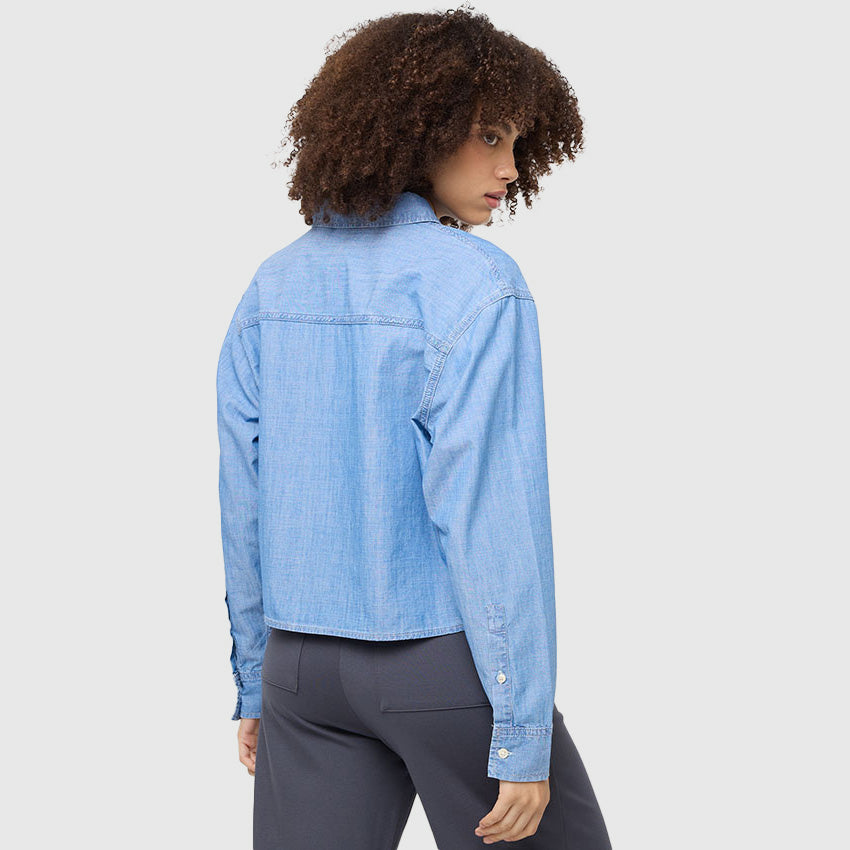 Cropped Dad Chambray Shirt - Denim Light