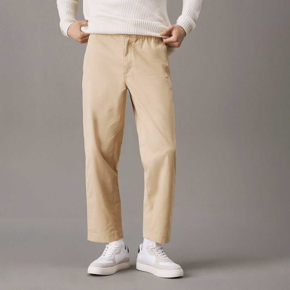 Cropped Woven Pants - Khaki