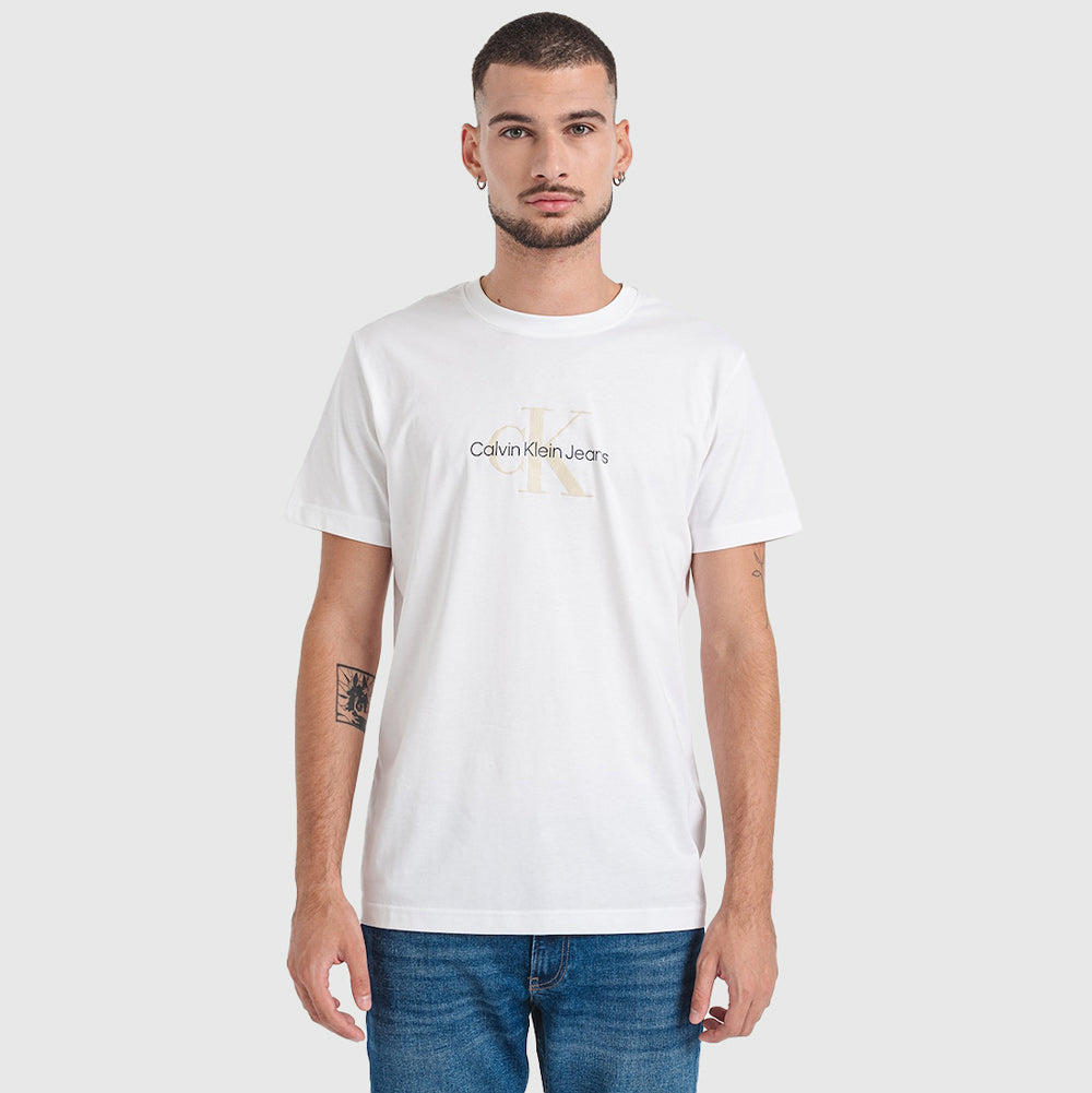 Calvin Klein Distressed Monologo T-Shirt - White |ThirdBaseUrban