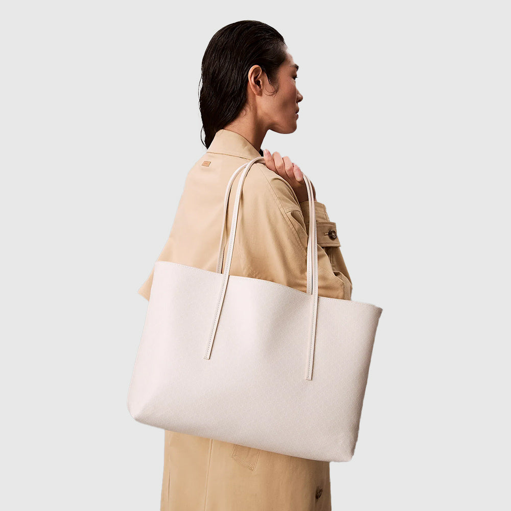 Coated Emblem Logo Tote Bag - White