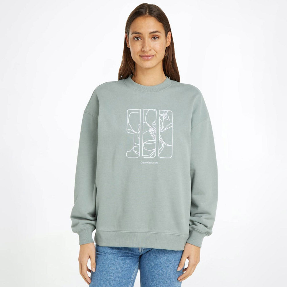 Calvin Klein Embroidered Oversized Sweater Slate Grey