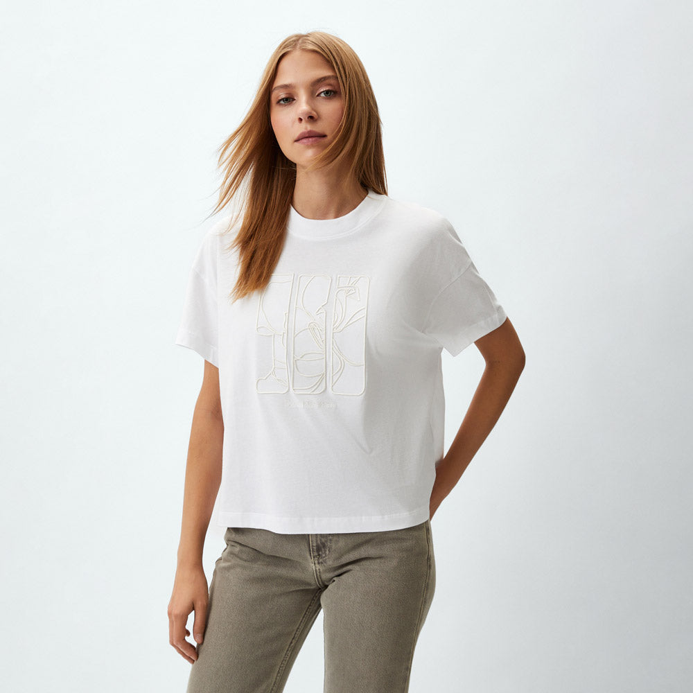 Embroidered Relaxed T-Shirt - White