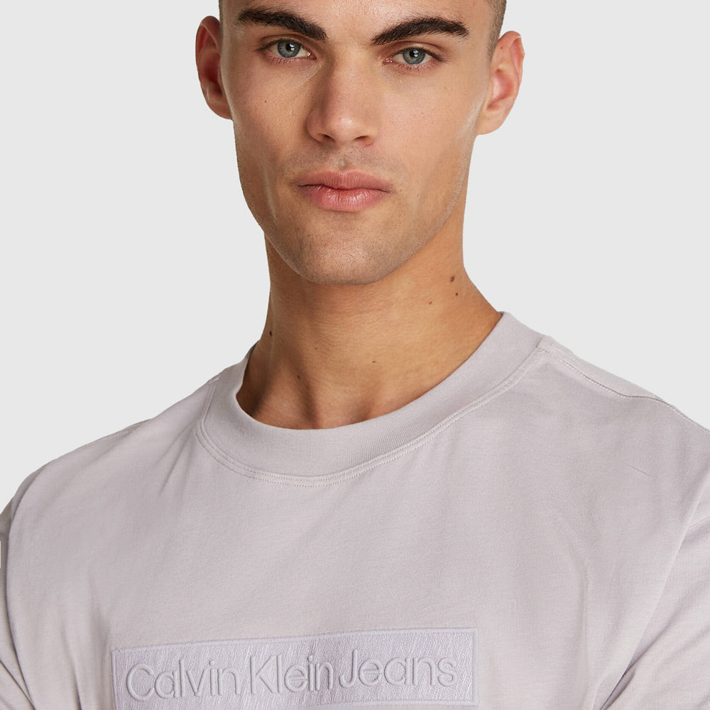 Embroidered Box T-Shirt - Light Grey