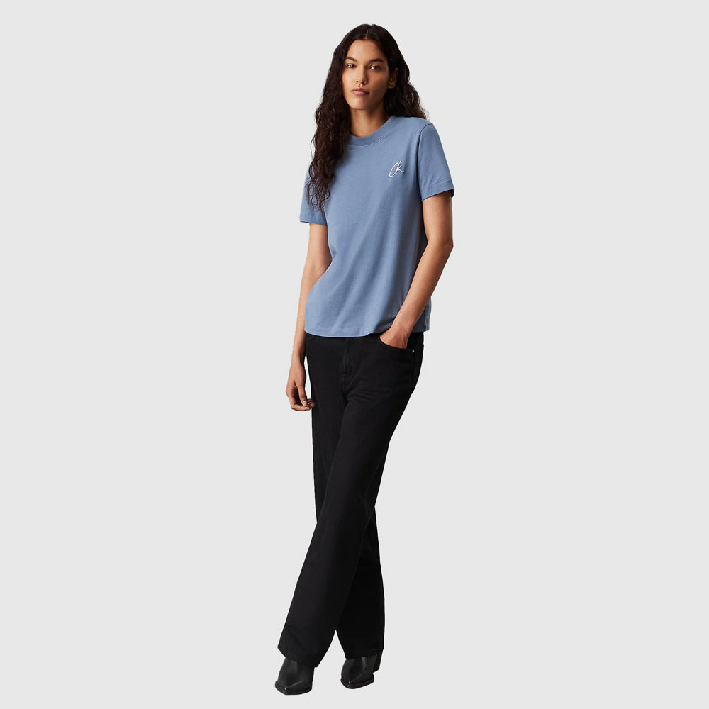 Embroidered Ck Regular T-Shirt - Blue