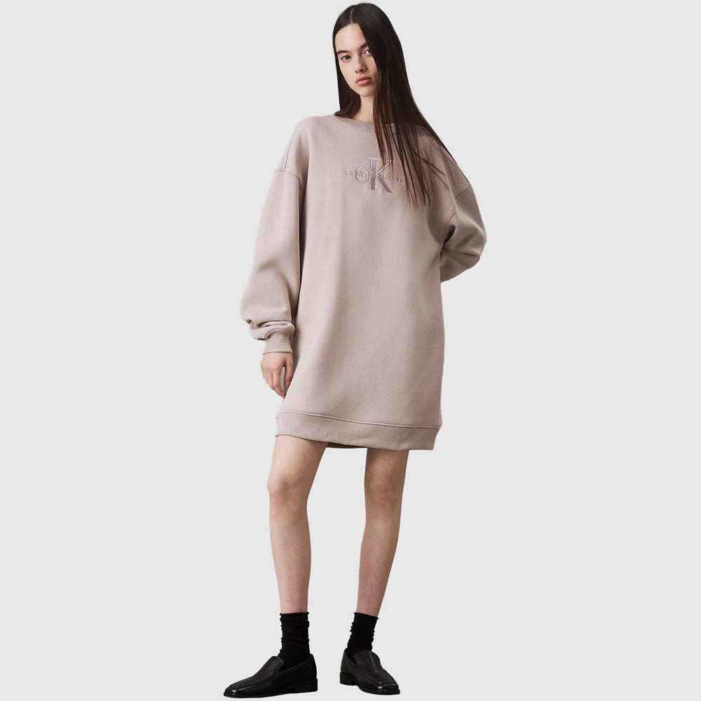 Calvin Klein Embroidered Monologo Dress - Brown |ThirdBaseUrban