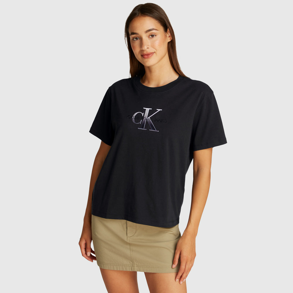 Calvin Klein Embroidered Monologo T-Shirt - Black |ThirdBaseUrban