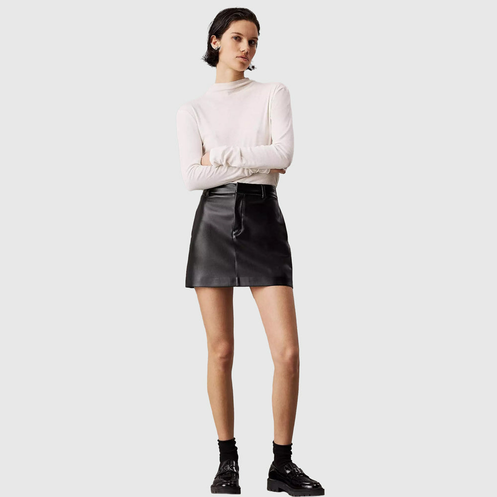 Faux Leather Mini Skirt - Black