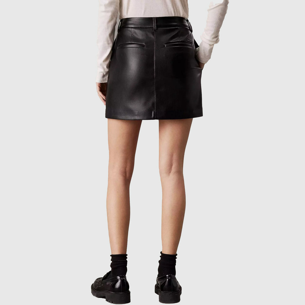 Faux Leather Mini Skirt - Black