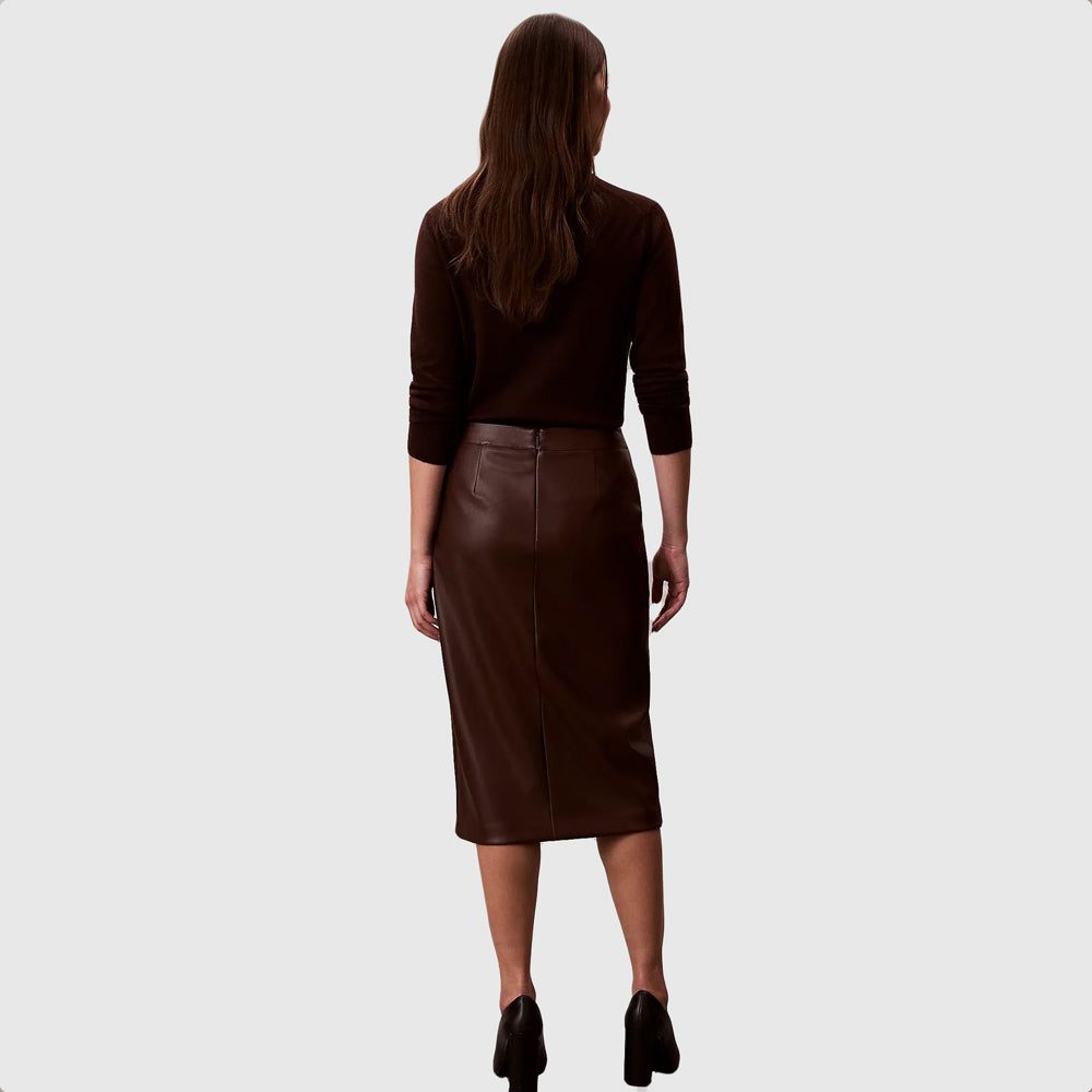 Faux Leather Skirt - Dark Brown