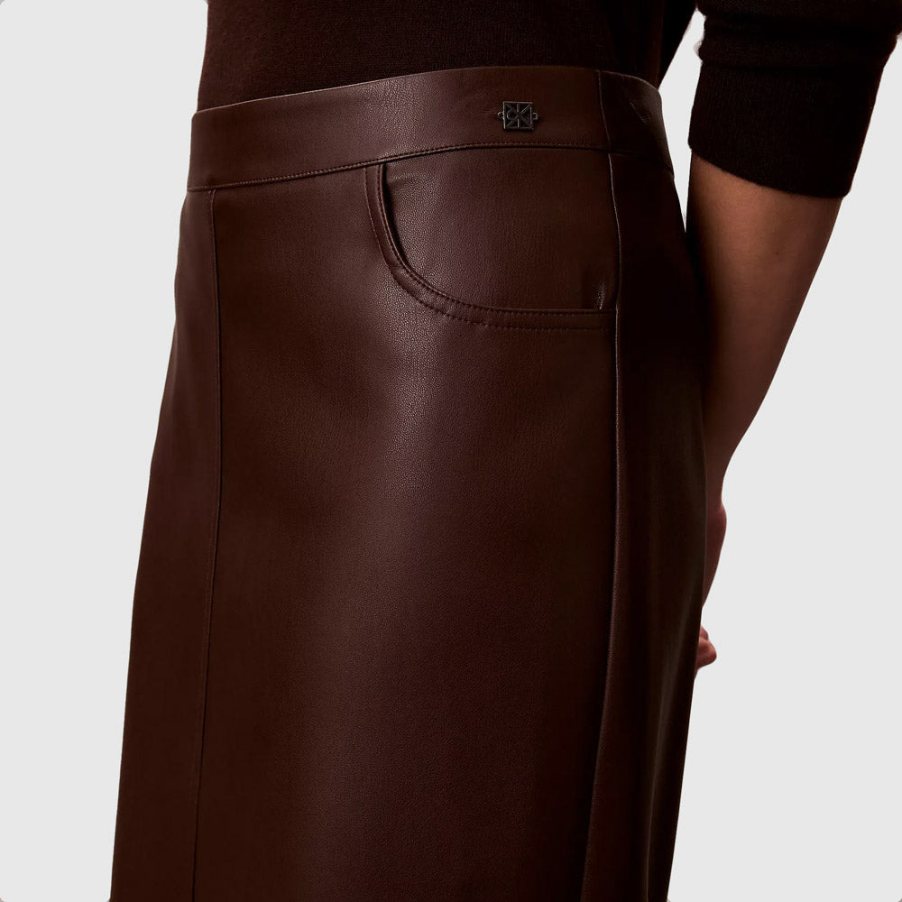 Faux Leather Skirt - Dark Brown