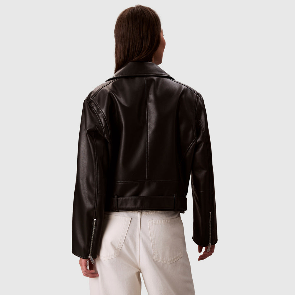 Faux Leather Moto Jacket - Black