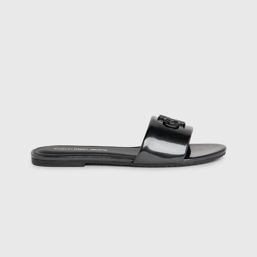 Flat Leather Sandal - Black