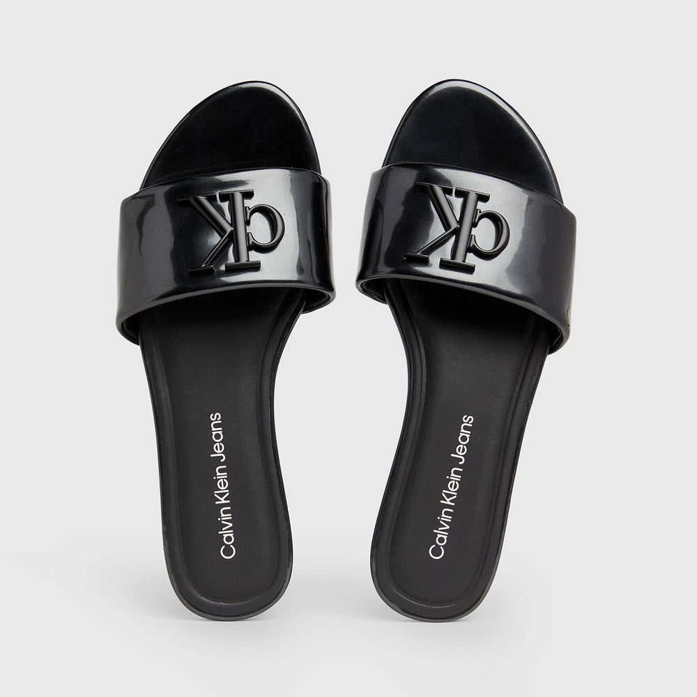 Flat Leather Sandal - Black