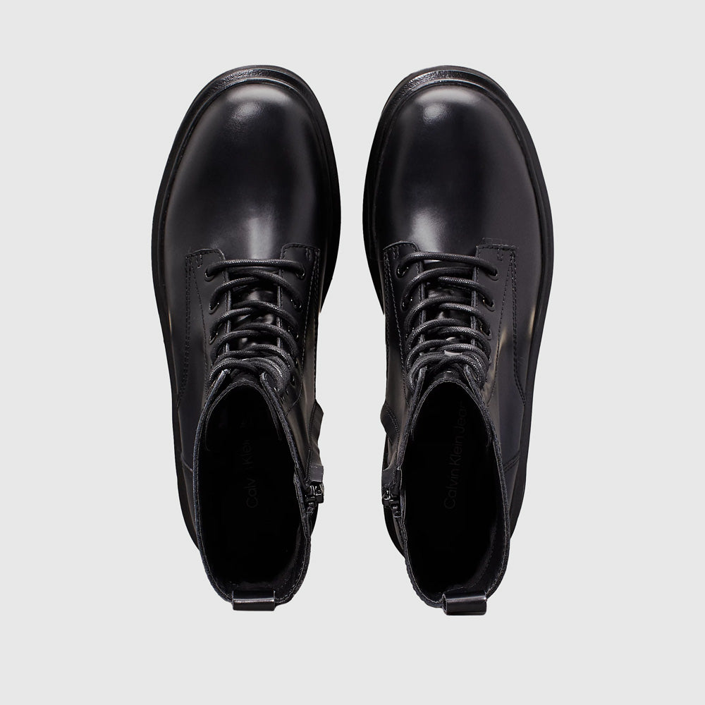 Flatform Lace Up Boot - Black