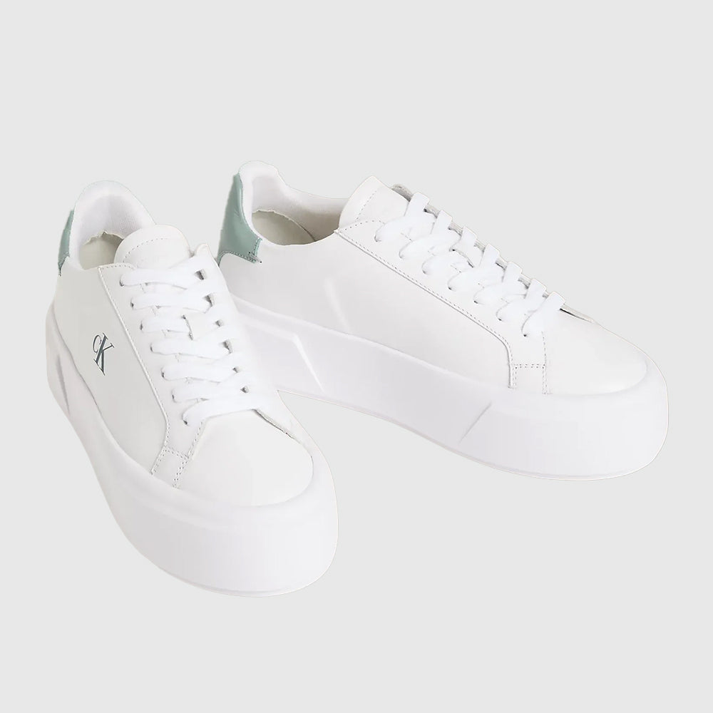 Leather Logo Platform Sneaker - White Multi