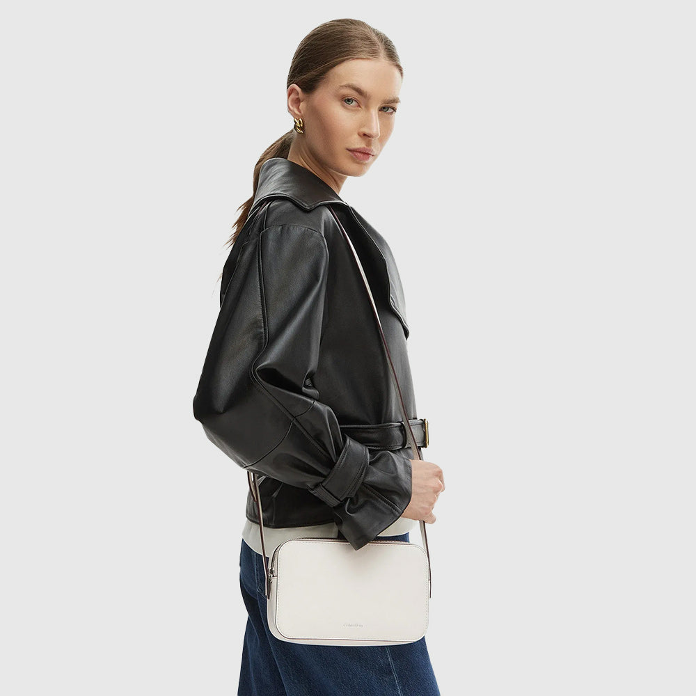 Foil Logo Elongated Camera Bag - White