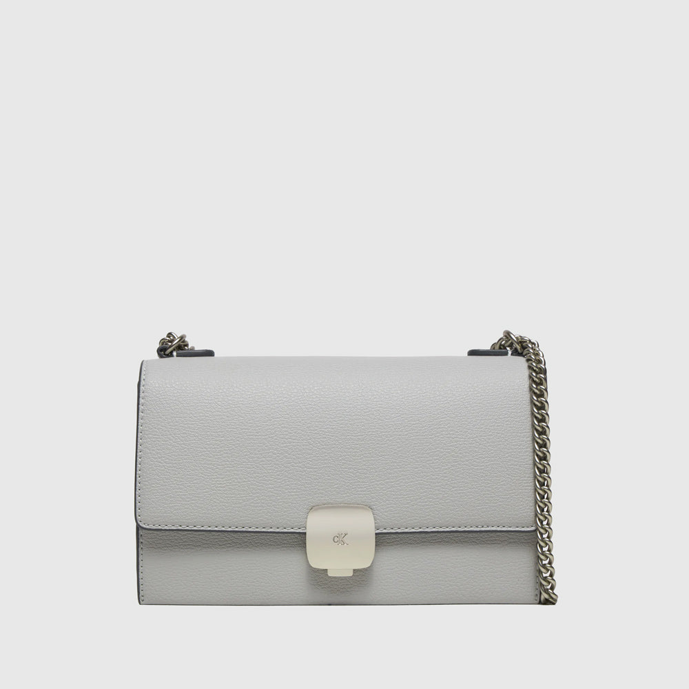 Calvin Klein Forged Chain Flap Bag - Light Grey |ThirdBaseUrban