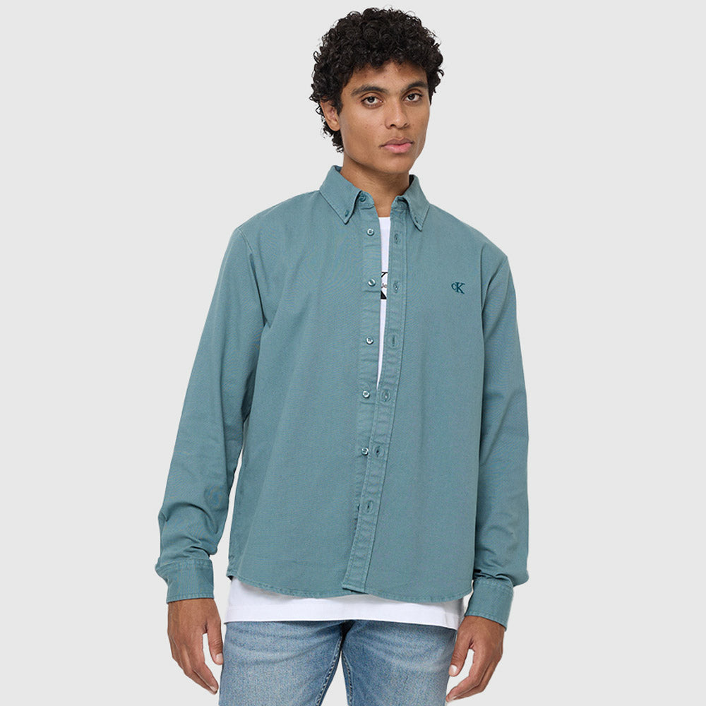 Calvin Klein Garment Dye Shirt - Teal |ThirdBaseUrban