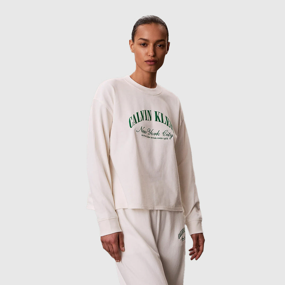 Cotton Heritage Logo Pyjama Top - Off White