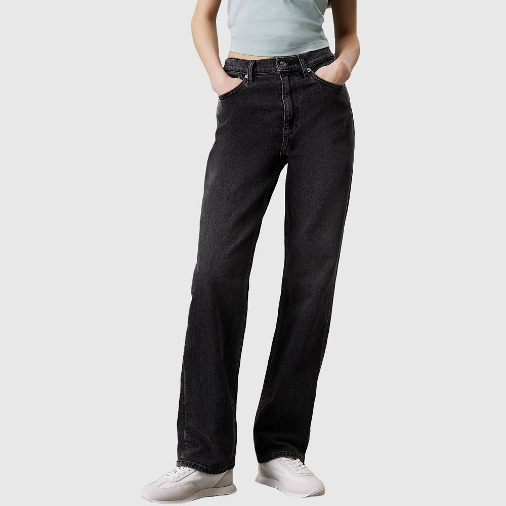 Calvin Klein High Rise Straight Jeans - Denim Black |ThirdBaseUrban