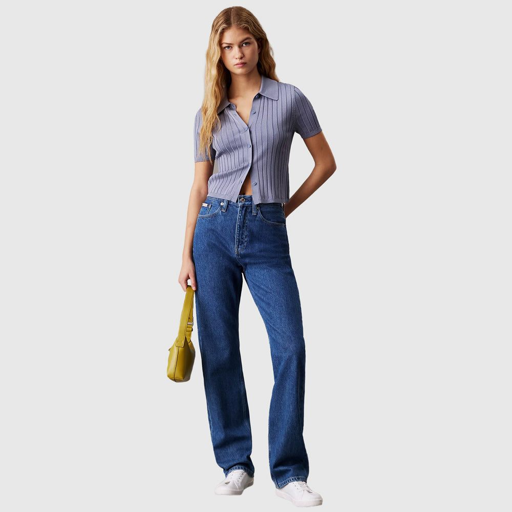 High Rise Straight Jeans - Denim Medium