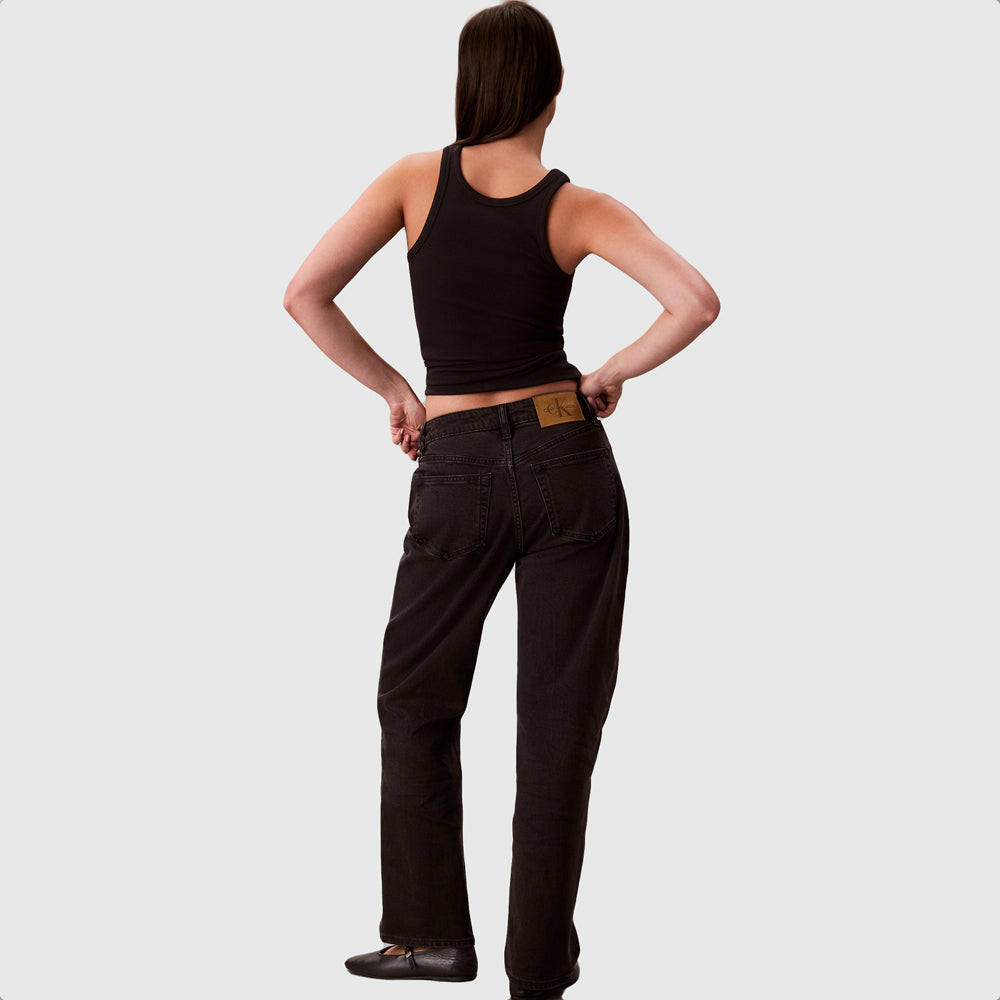 High Rise Straight Essential Jeans - Denim Black