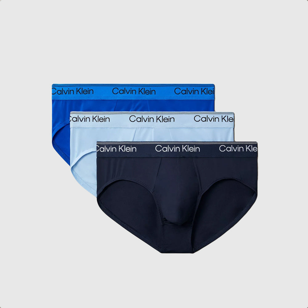 Calvin Klein 3 Pack Hip Brief - Blue Multi |ThirdBaseUrban