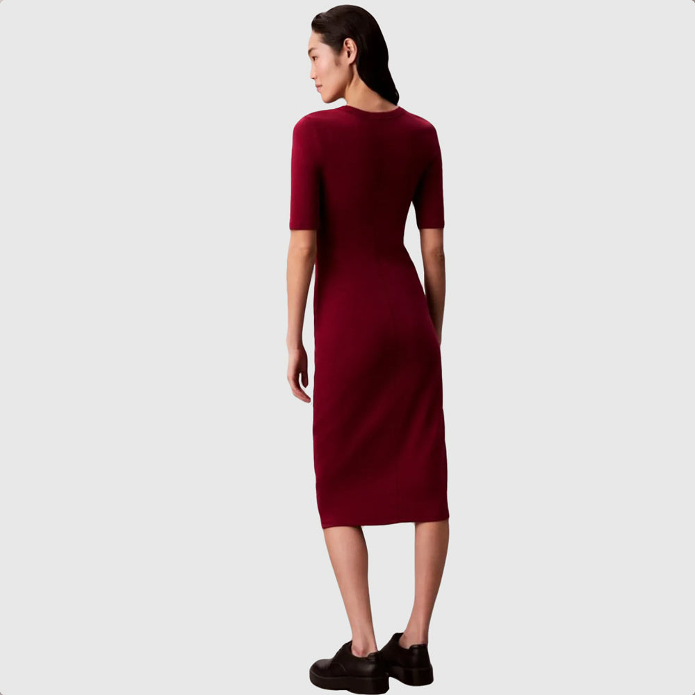 Contour Rib Midi Dress - Magenta
