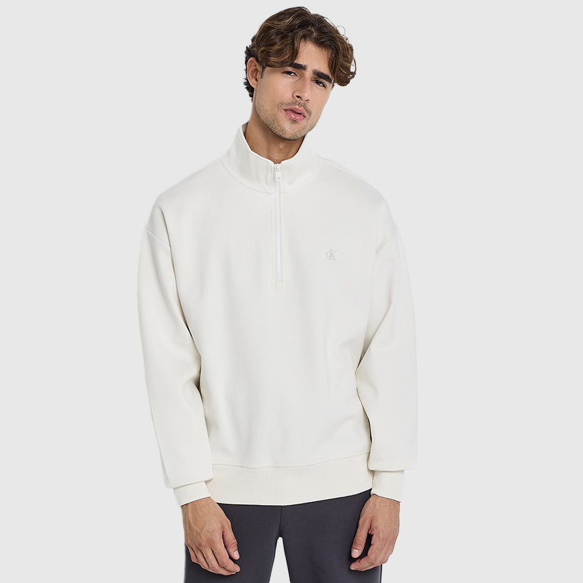 Calvin Klein Interlock Zip Sweatshirt - Cream |ThirdBaseUrban