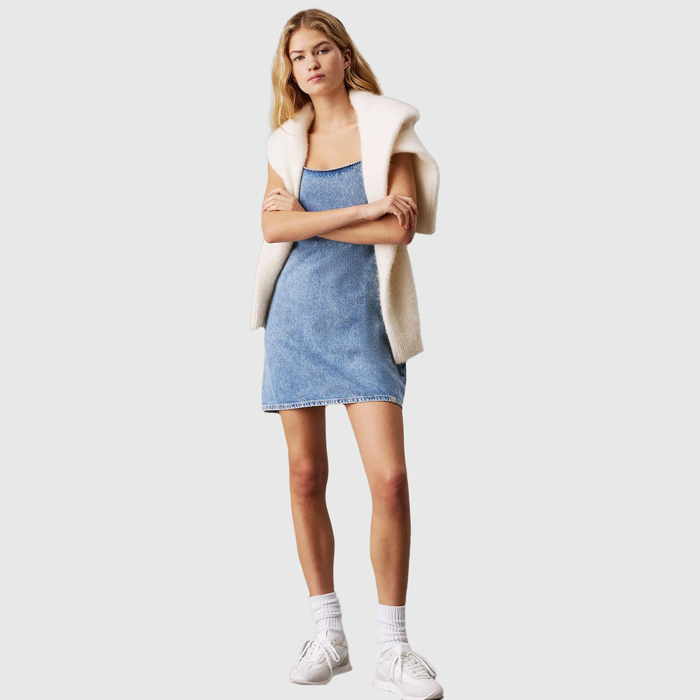 Calvin Klein Iconic Denim Mini Dress - Denim Light |ThirdBaseUrban