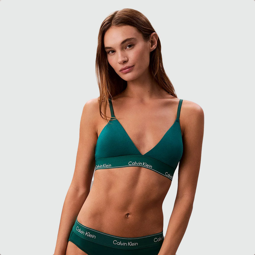 Calvin Klein Lined Triangle Bralette- Green |ThirdBaseUrban