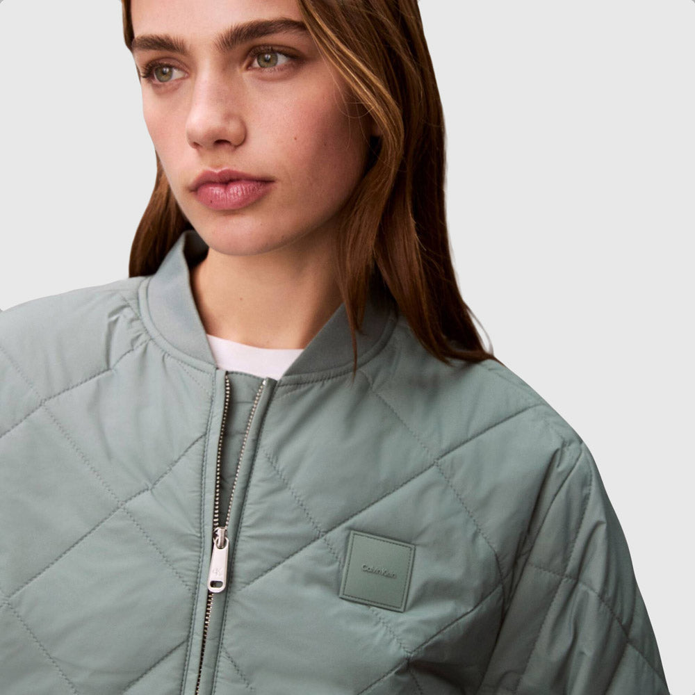 Quilted Bomber Jacket - Green