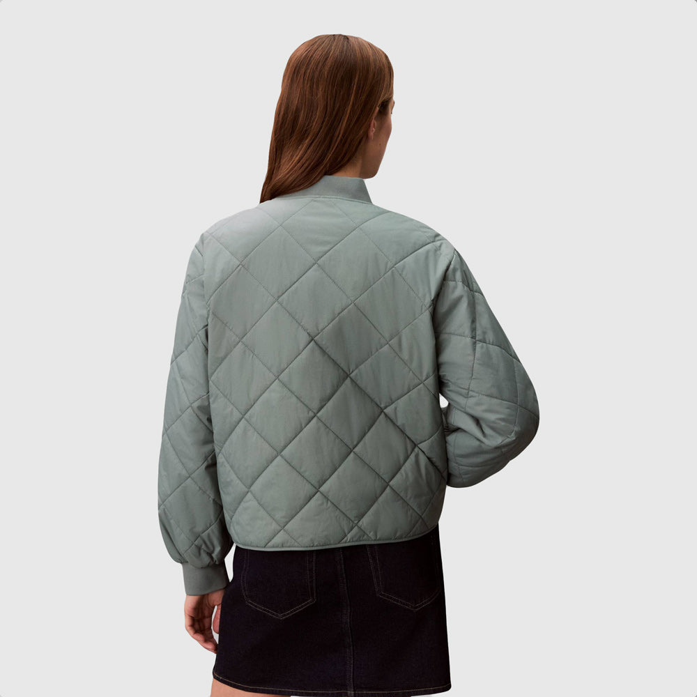 Quilted Bomber Jacket - Green