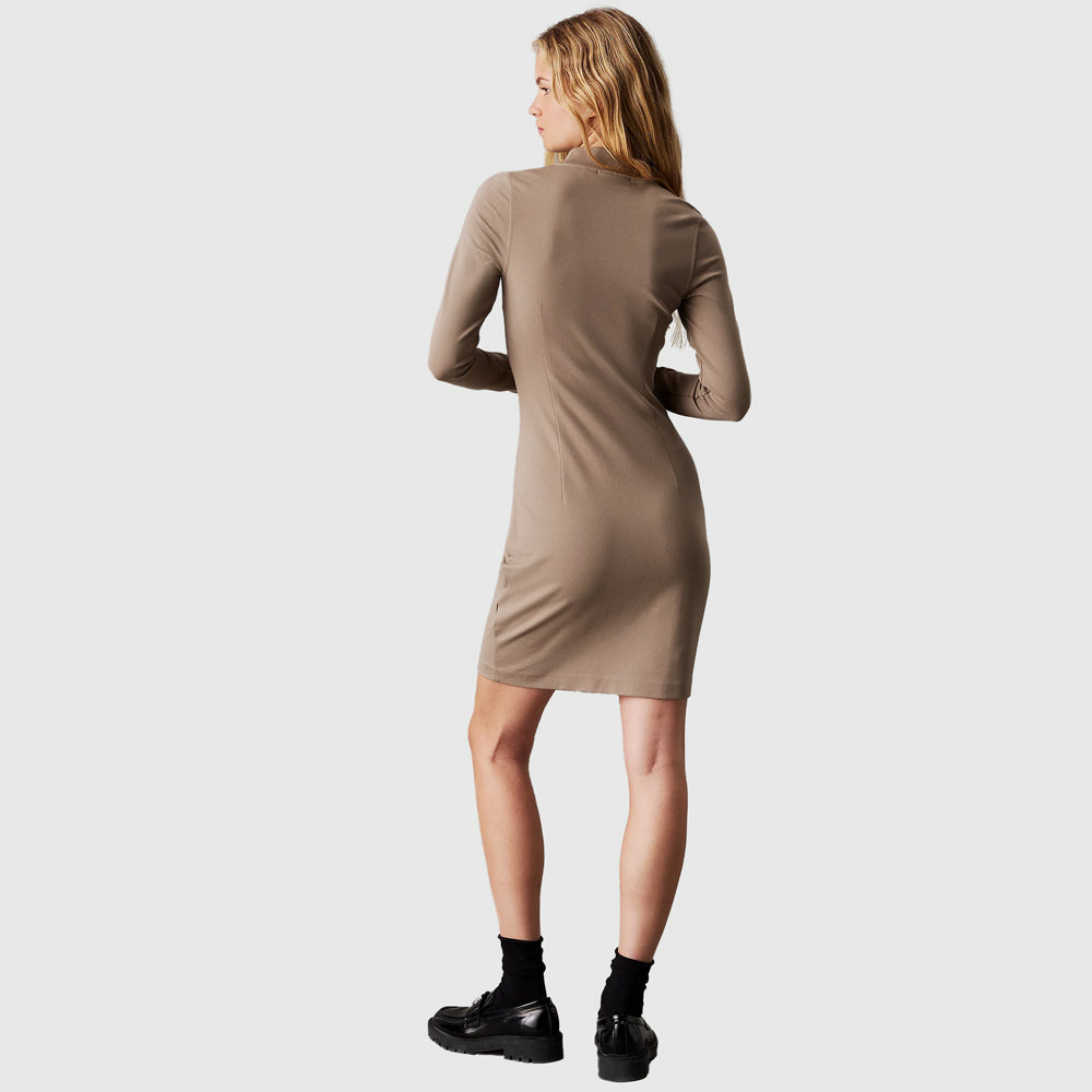 Logo Elastic Milano Dress - Brown