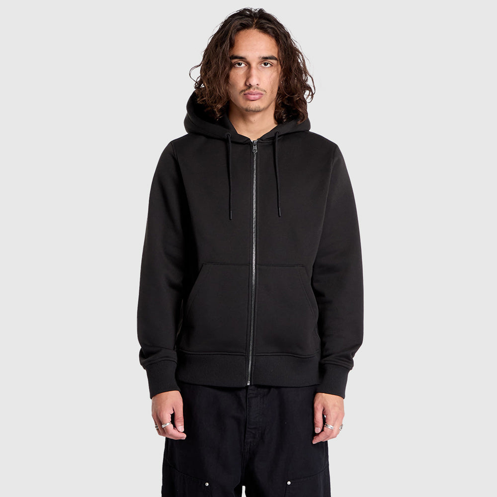 Tape Zip Through Hoodie - Black