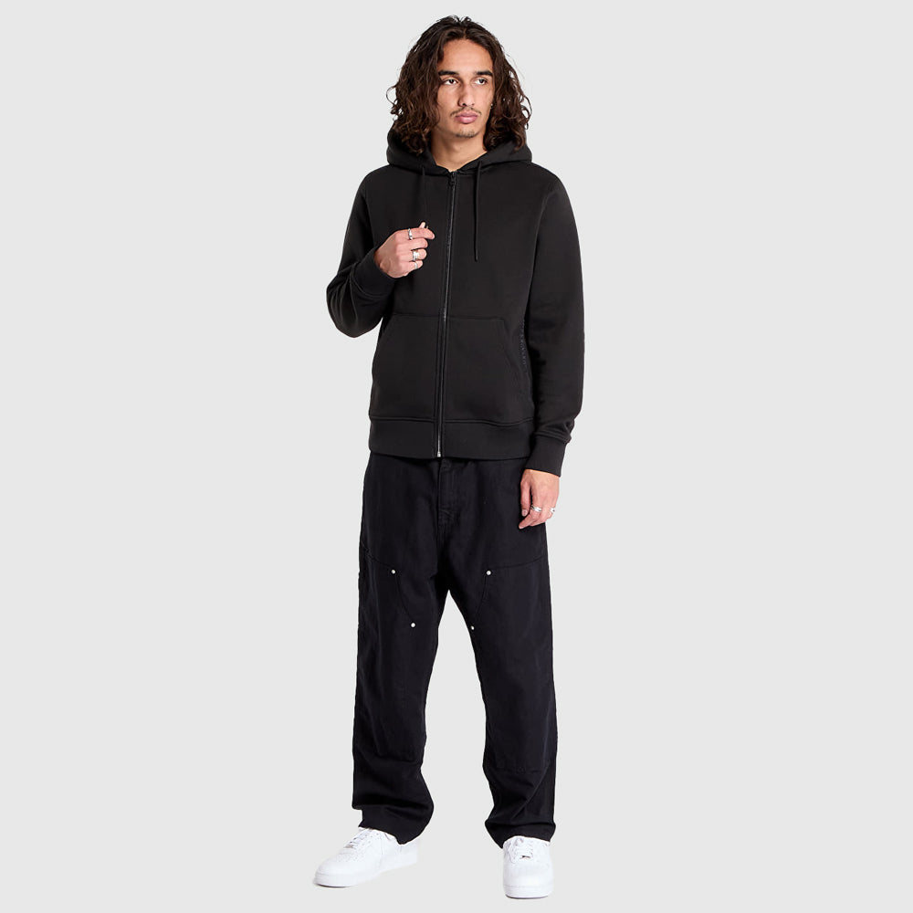 Tape Zip Through Hoodie - Black