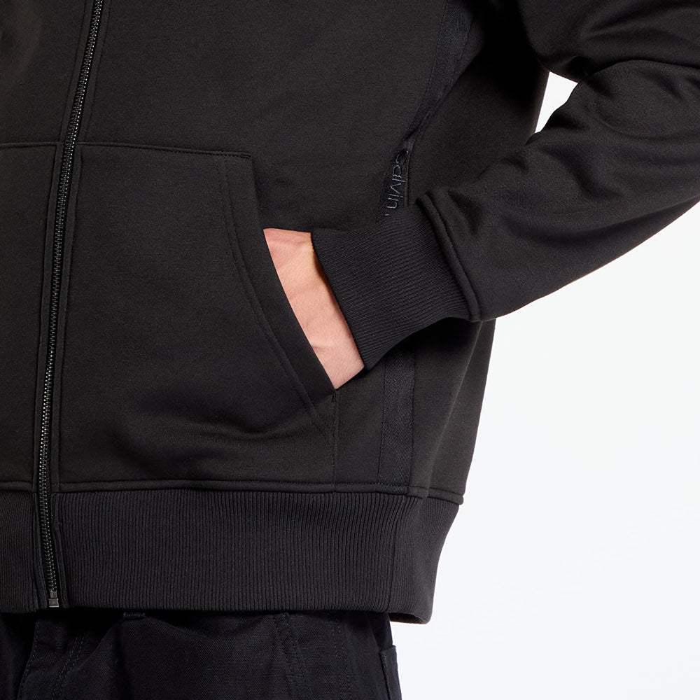 Tape Zip Through Hoodie - Black