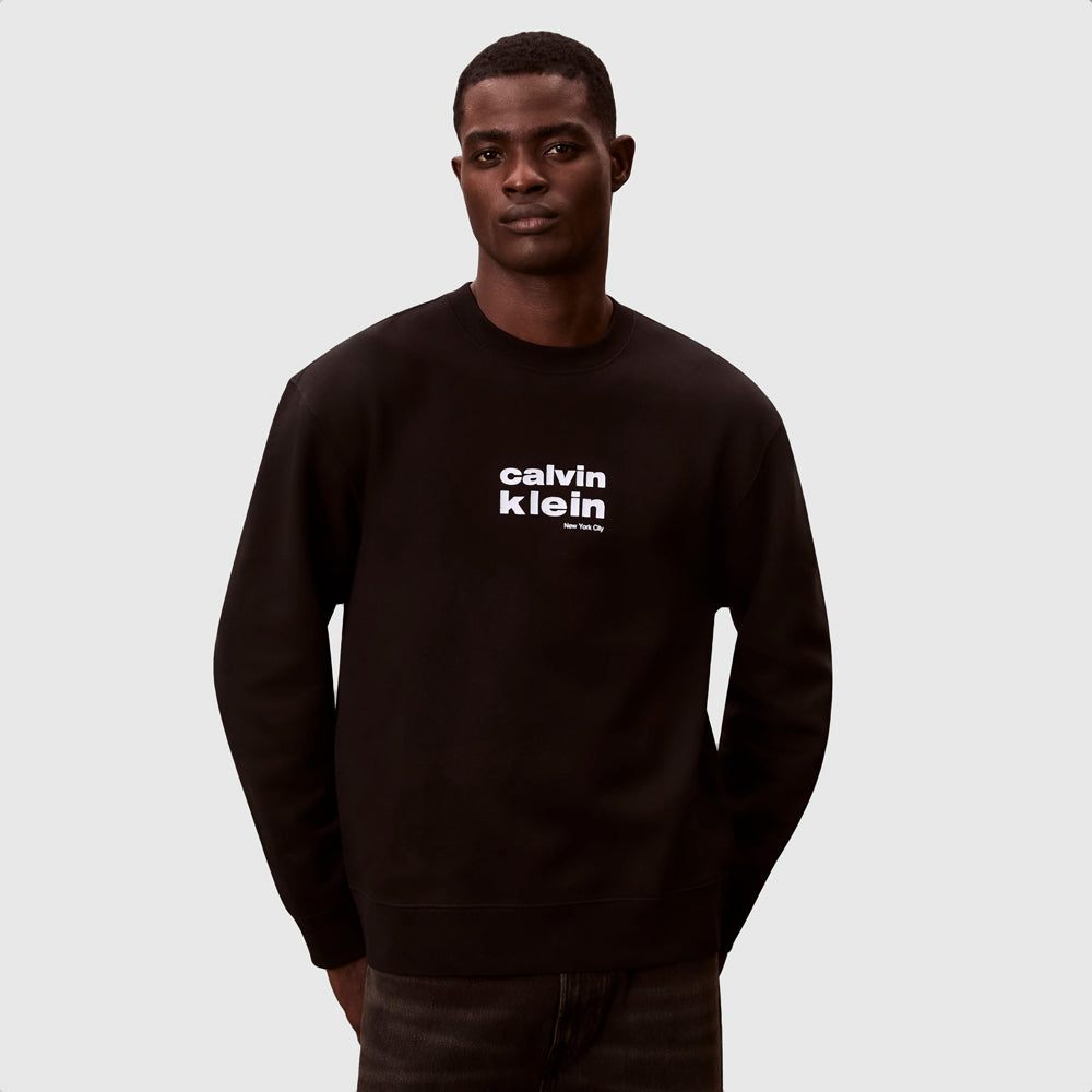 Calvin Klein Retro Graphic Sweater - Black |ThirdBaseUrban