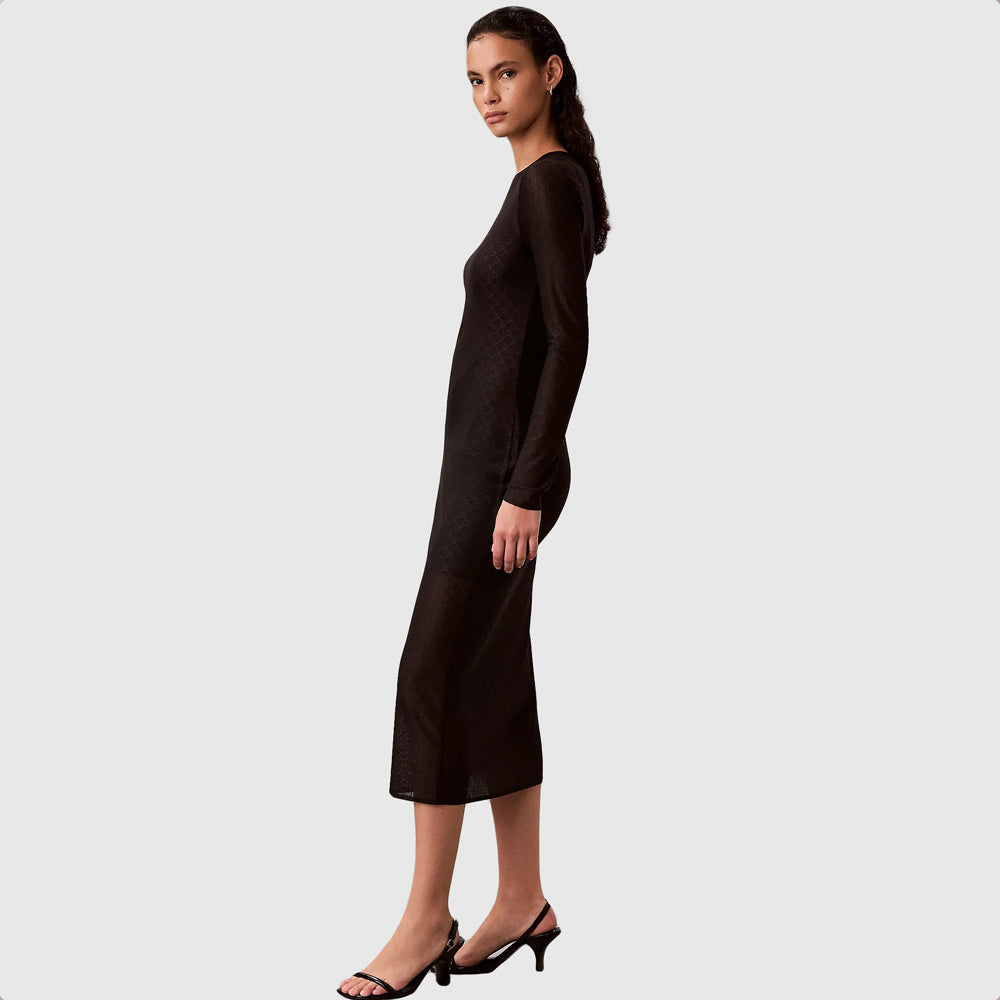 Aop Lace Maxi Dress - Black
