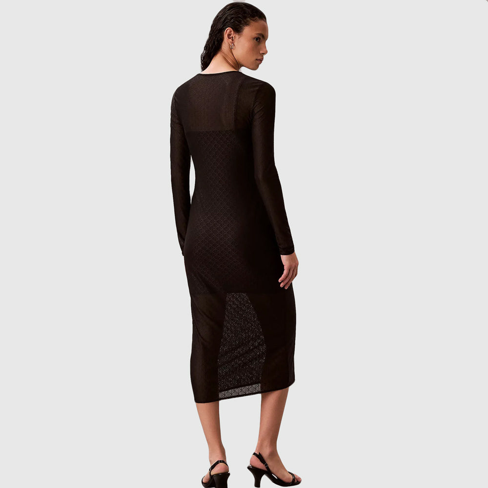 Aop Lace Maxi Dress - Black