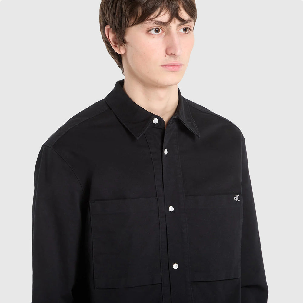 Cotton Relaxed Overshirt - Black