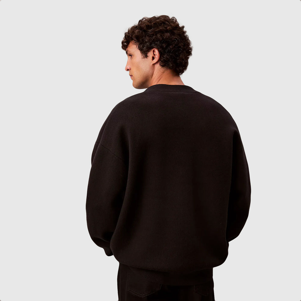 Cashmere 3D Logo Cardigan - Black