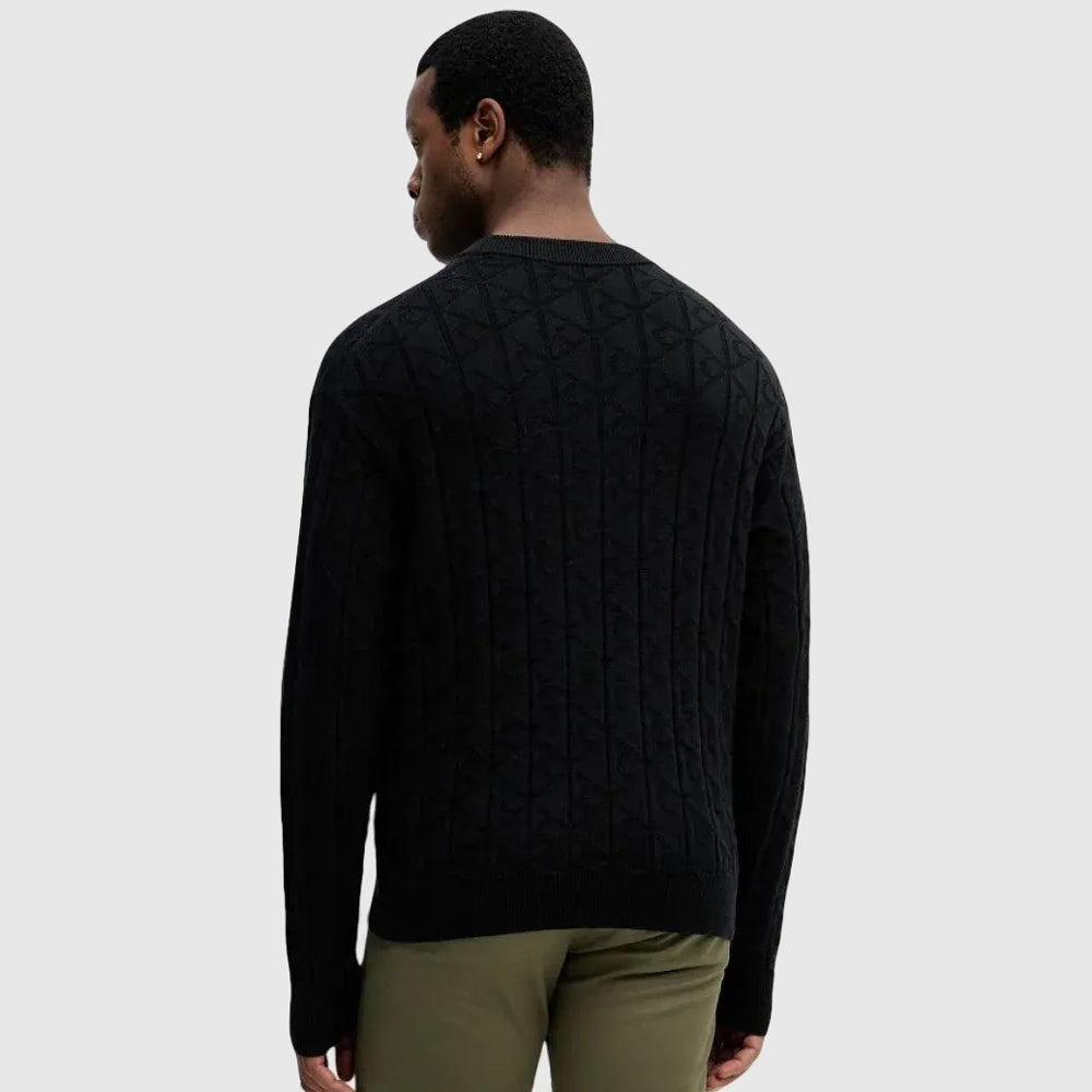 Aop Cotton Sweater - Black
