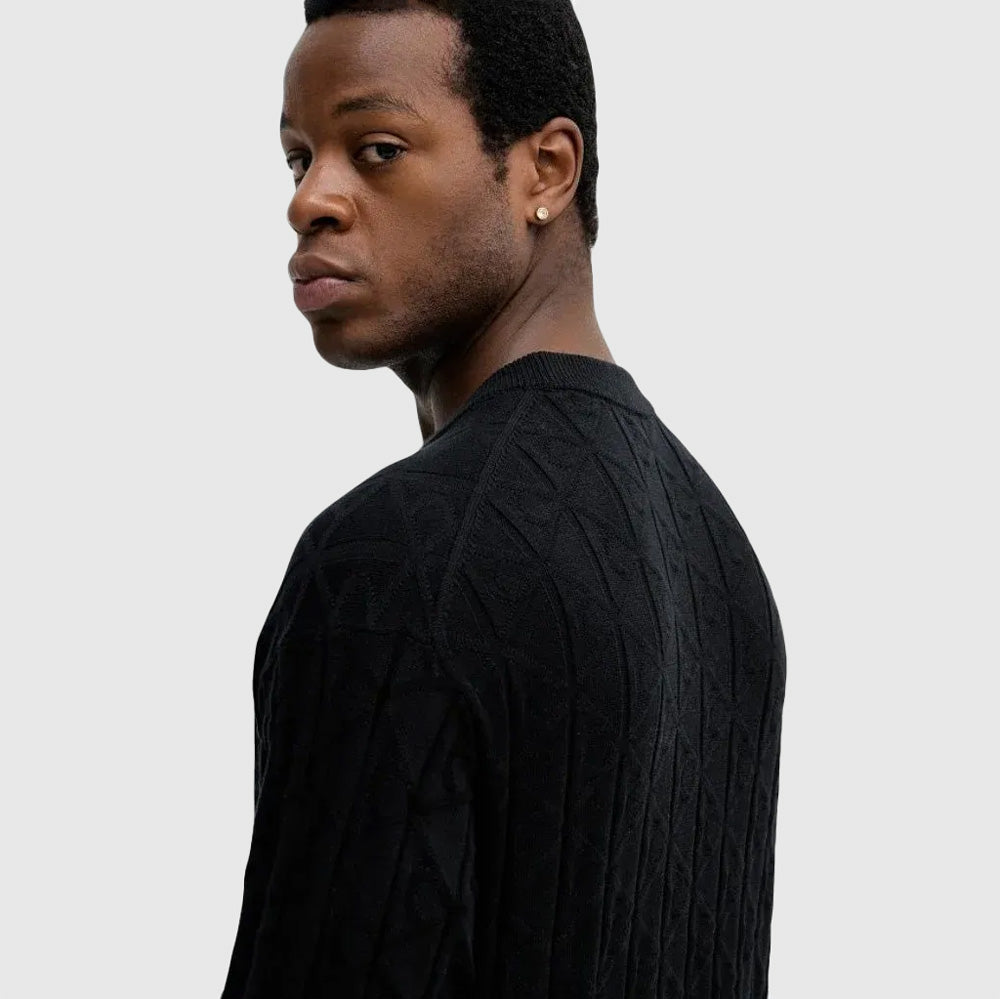 Aop Cotton Sweater - Black