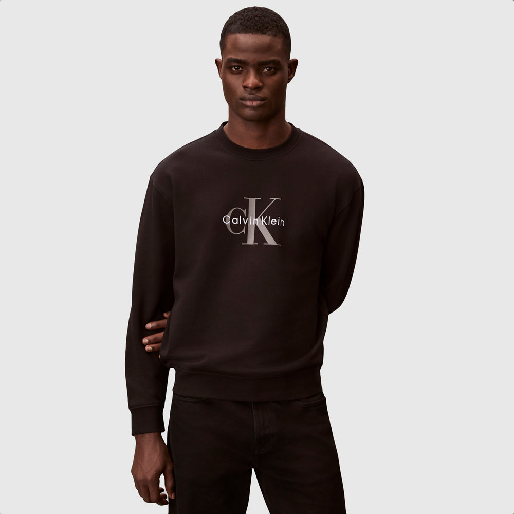 Calvin Klein Terry Monologo Sweatshirt - Black |ThirdBaseUrban