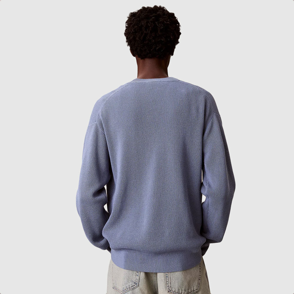 Cotton Waffle Sweater - Blue