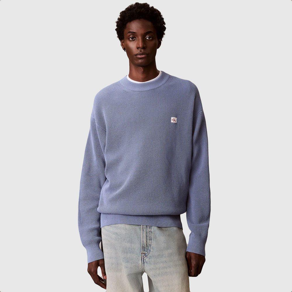 Calvin Klein Cotton Waffle Sweater - Blue |ThirdBaseUrban